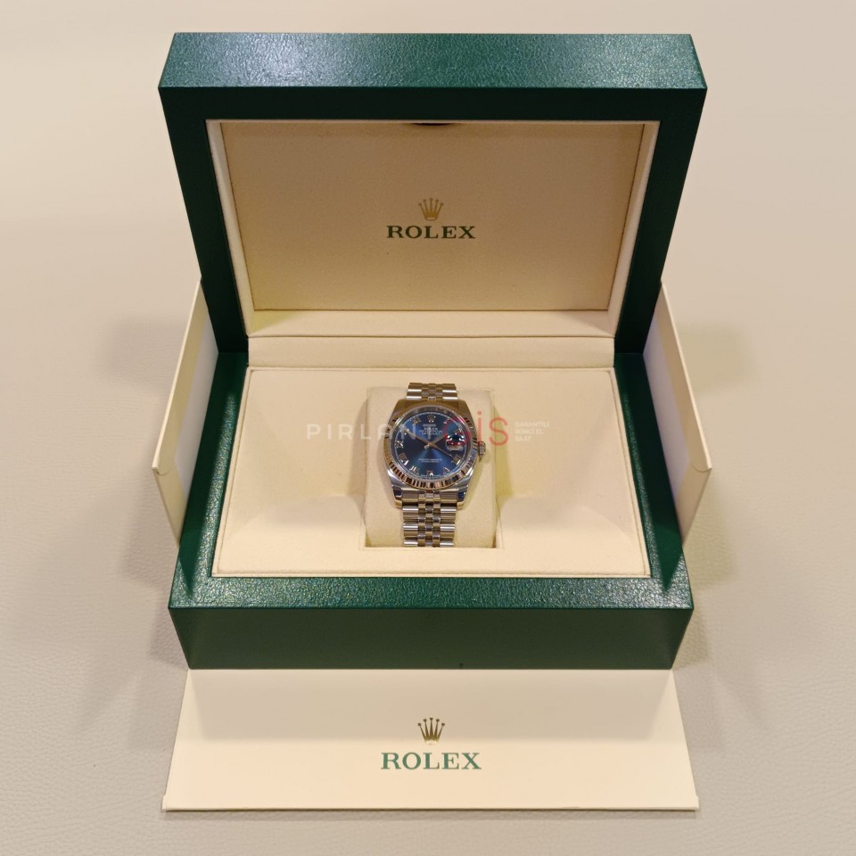 ROLEX Date Just 36 mm Blue Romen Dial 116234 Jubilee