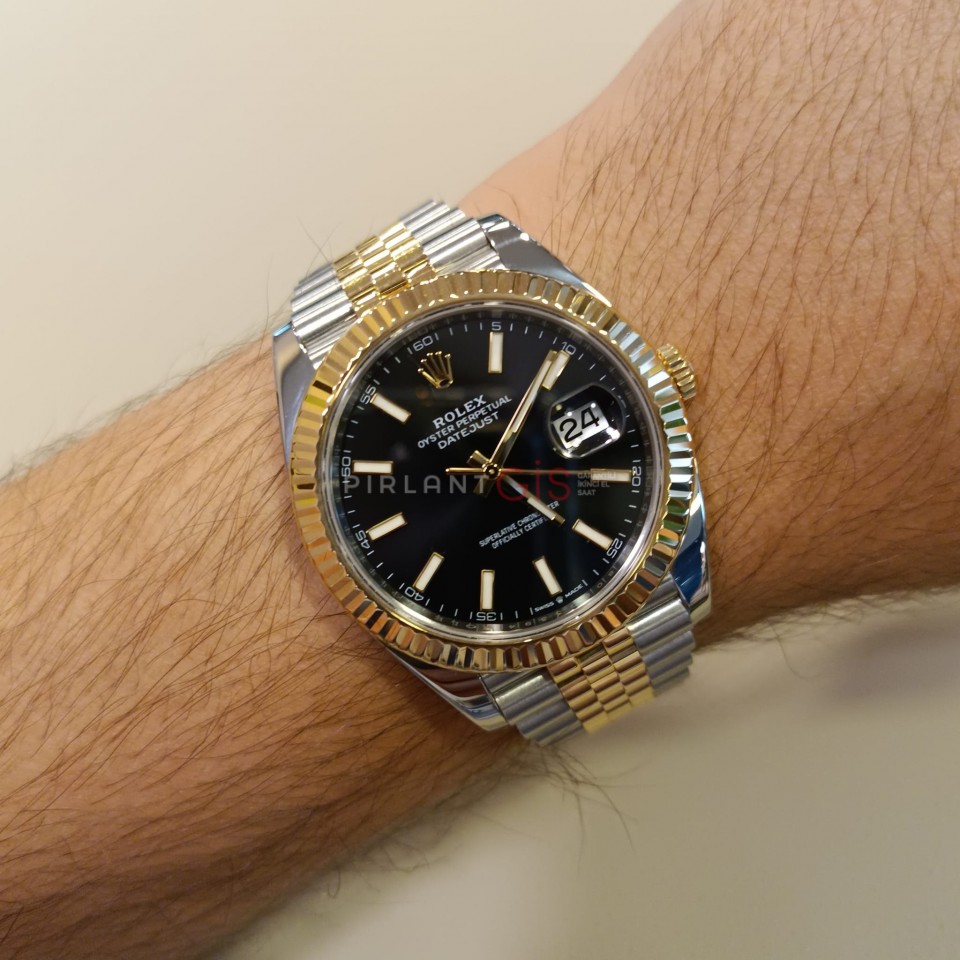 ROLEX Date Just ll Steel And Gold Black Dial 126333 Jubilee