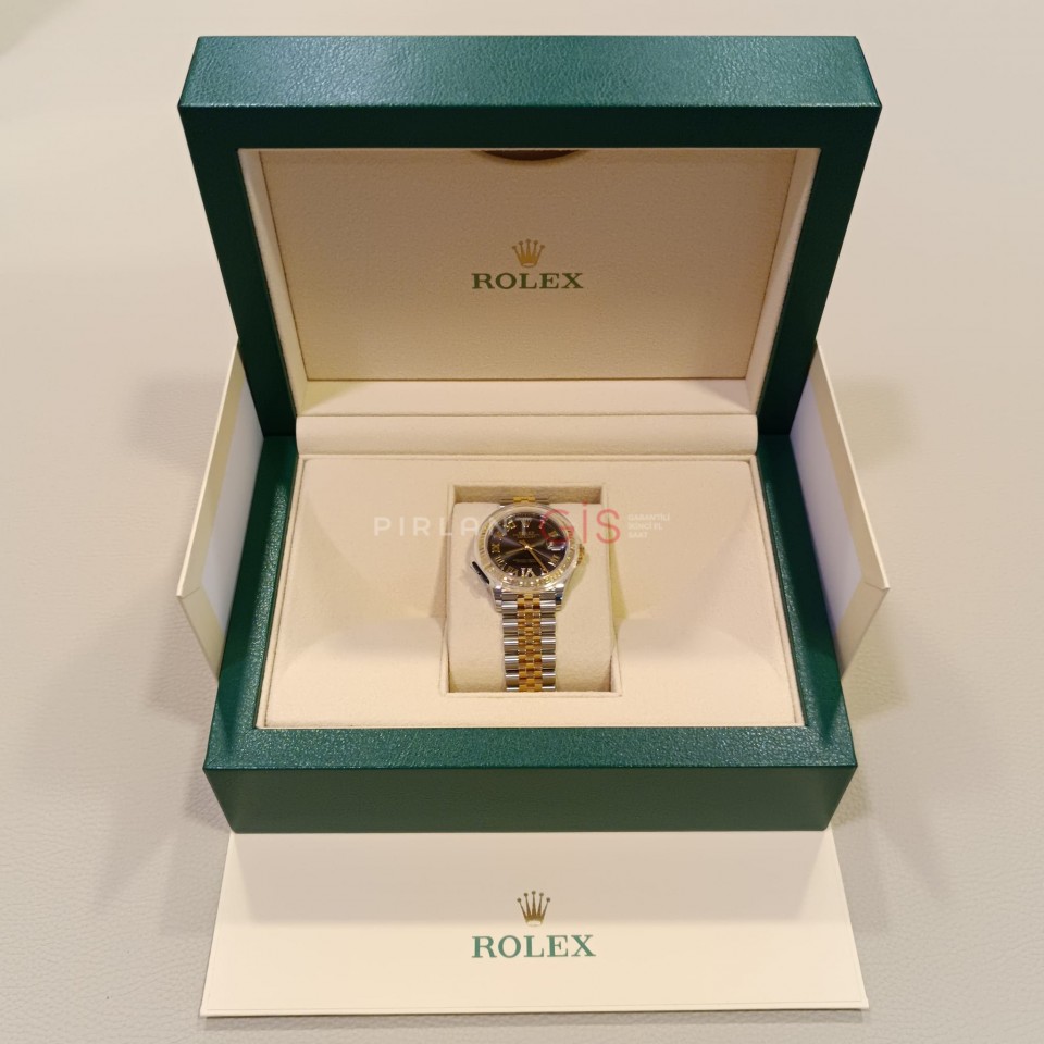 ROLEX Date Just 31 mm Steel & Yellow Gold 278273 Jubilee Dark Rhodium VI Diamond Dial