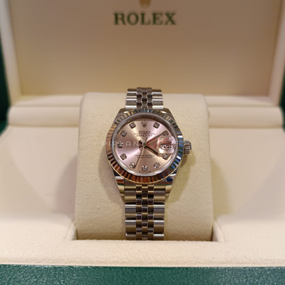 ROLEX Date Just Lady 28 mm 279174 Pink Diamond Dial Jubilee