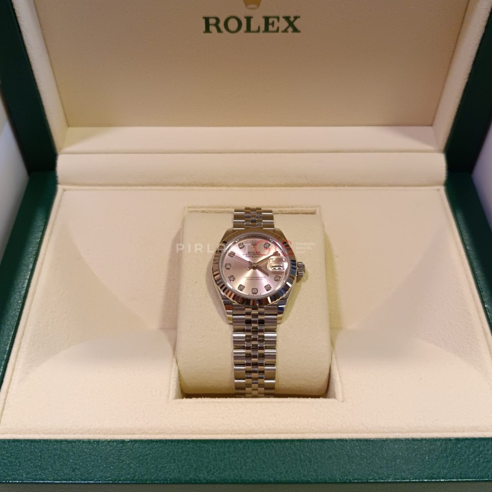 ROLEX Date Just Lady 28 mm 279174 Pink Diamond Dial Jubilee