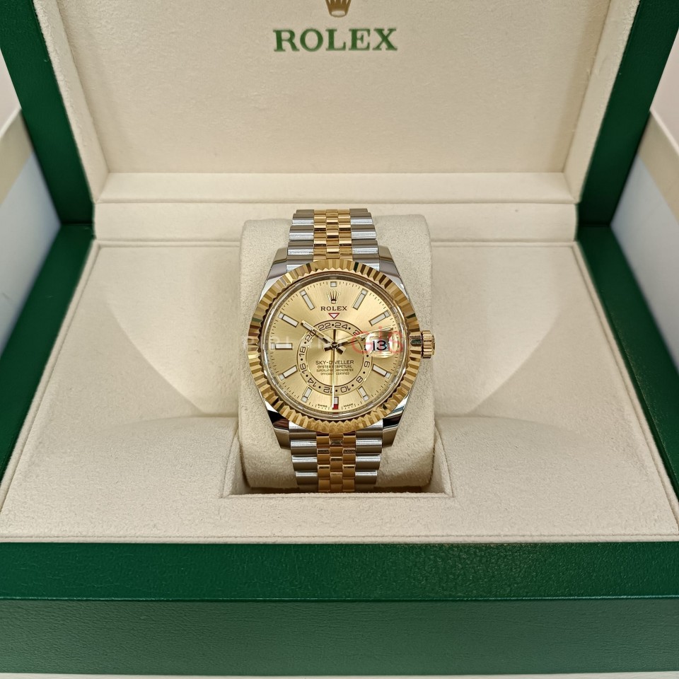 ROLEX Sky-Dweller Steel & Yellow Gold Jubilee Champagne Dial 326933